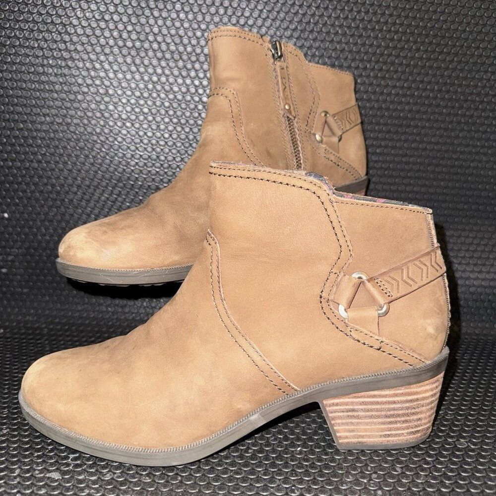 Teva Foxy Brown Leather Side Zip Casual Comfort Ankle Bootie Womens Size 9